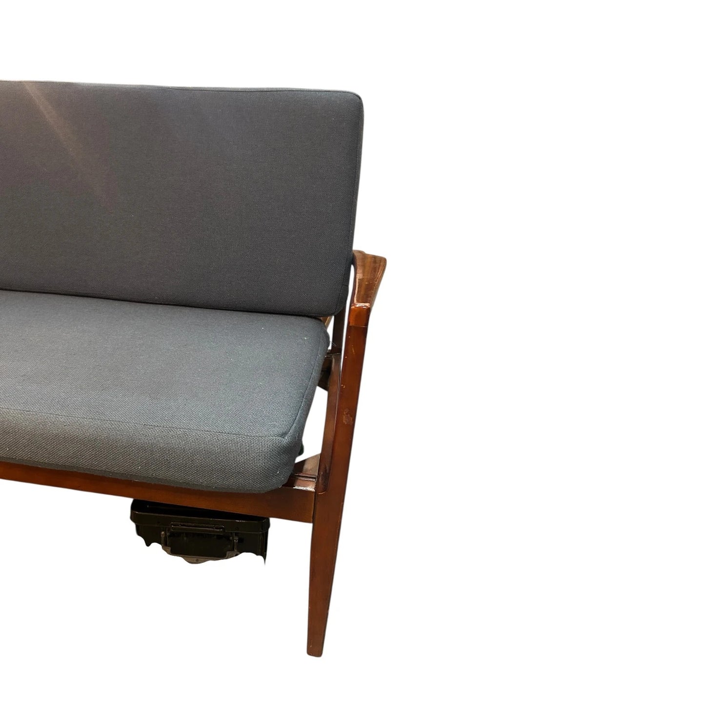 Ole Wanscher Three-Seat Sofa – Mid-Century Danish Modern Teak Frame & Blue Upholstery