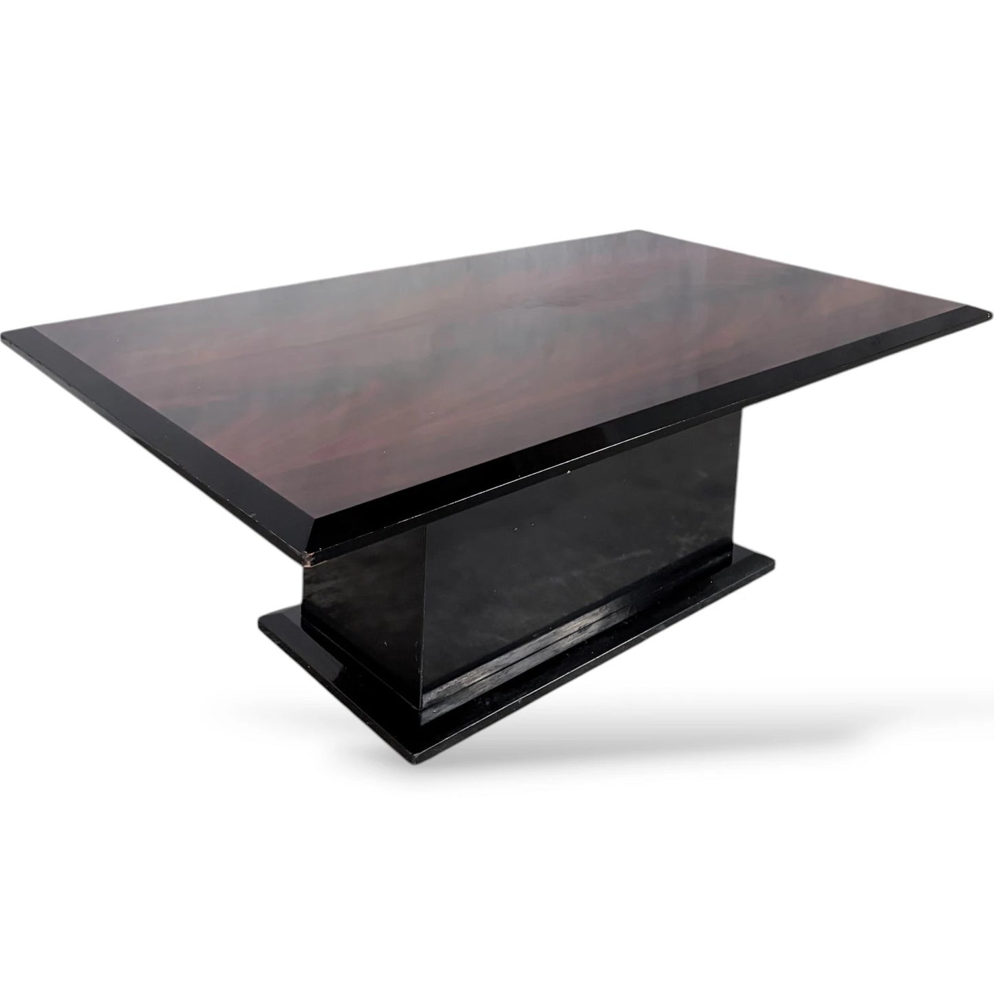 Art Deco Coffee Table – Rosewood Effect With Black Lacquer Pedestal Base