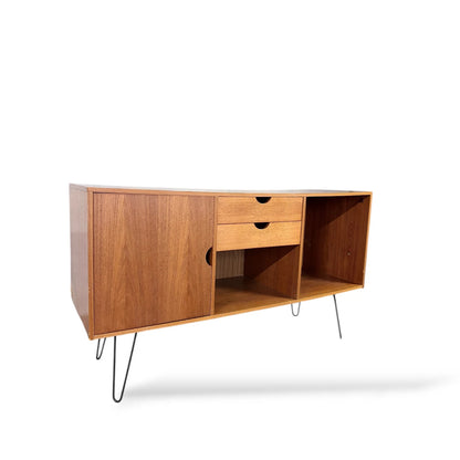 Swedish Mid-Century Teak Sideboard | 1960s Modern Credenza on Hairpin Legs