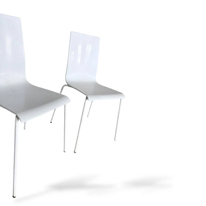 Pair of Italian White Plastic Dining Chairs | Minimal Modern Design