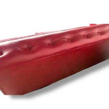 Mid Century Red Leatherette 3-Seater Sofa, 1960s Vintage Retro Seating
