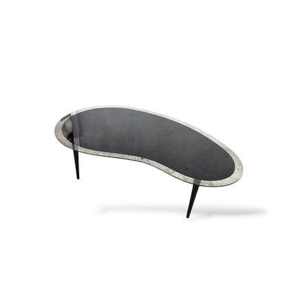 Italian Kidney Bean Coffee Table | Mid-Century Modern Curved Glass Table