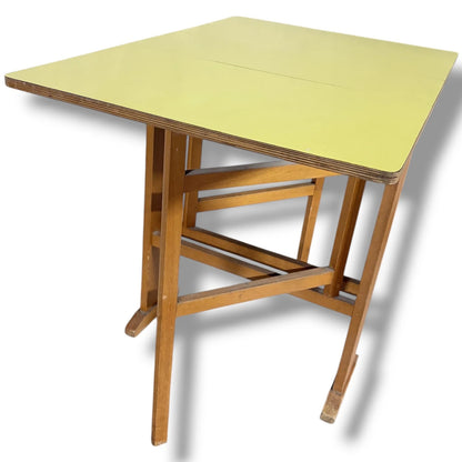 Vintage Drop-Leaf Table - Yellow Formica Top | Compact Mid-Century Kitchen Dining