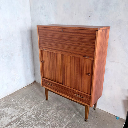 Mid Century Jentique Walnut & Teak Bureau Cabinet / Home Office Secretary Desk
