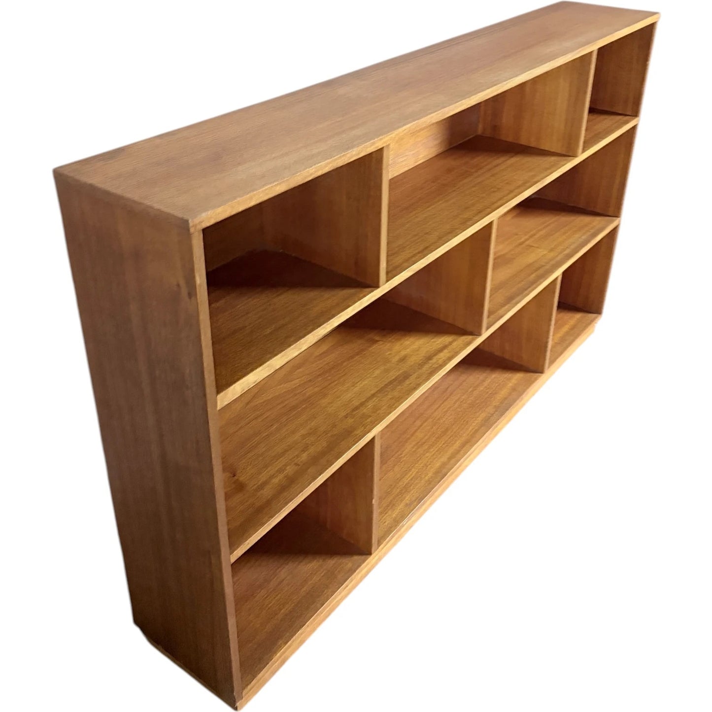 Mid Century Teak Bookcase – Danish Horizontal Shelf With Open Compartments — view 7