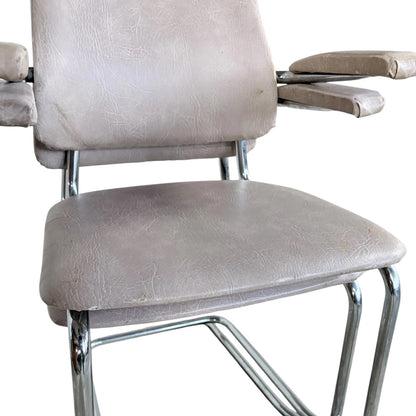 Pair of 1970s Stamped Chrome Cantilever Chairs – Stacking Armchairs