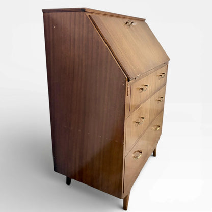 Mid Century Sutcliffe of Todmorden Walnut Bureau Writing Desk