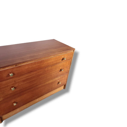 Vintage Easifit Teak Chest of Drawers – 1960s Mid-Century Modern Brass Handle Dresser