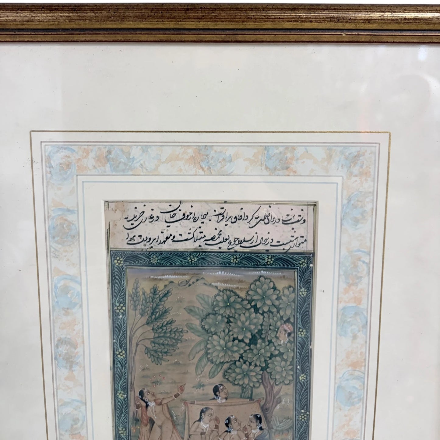 Framed Islamic Manuscript Painting – Persian Miniature Art with Calligraphy