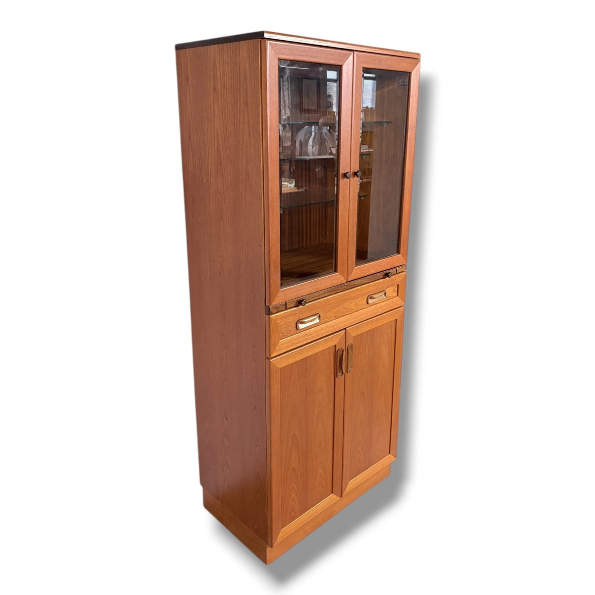 Mid Century Drinks Cabinet – G Plan Teak Display Cabinet With Adjustable Glass Shelves