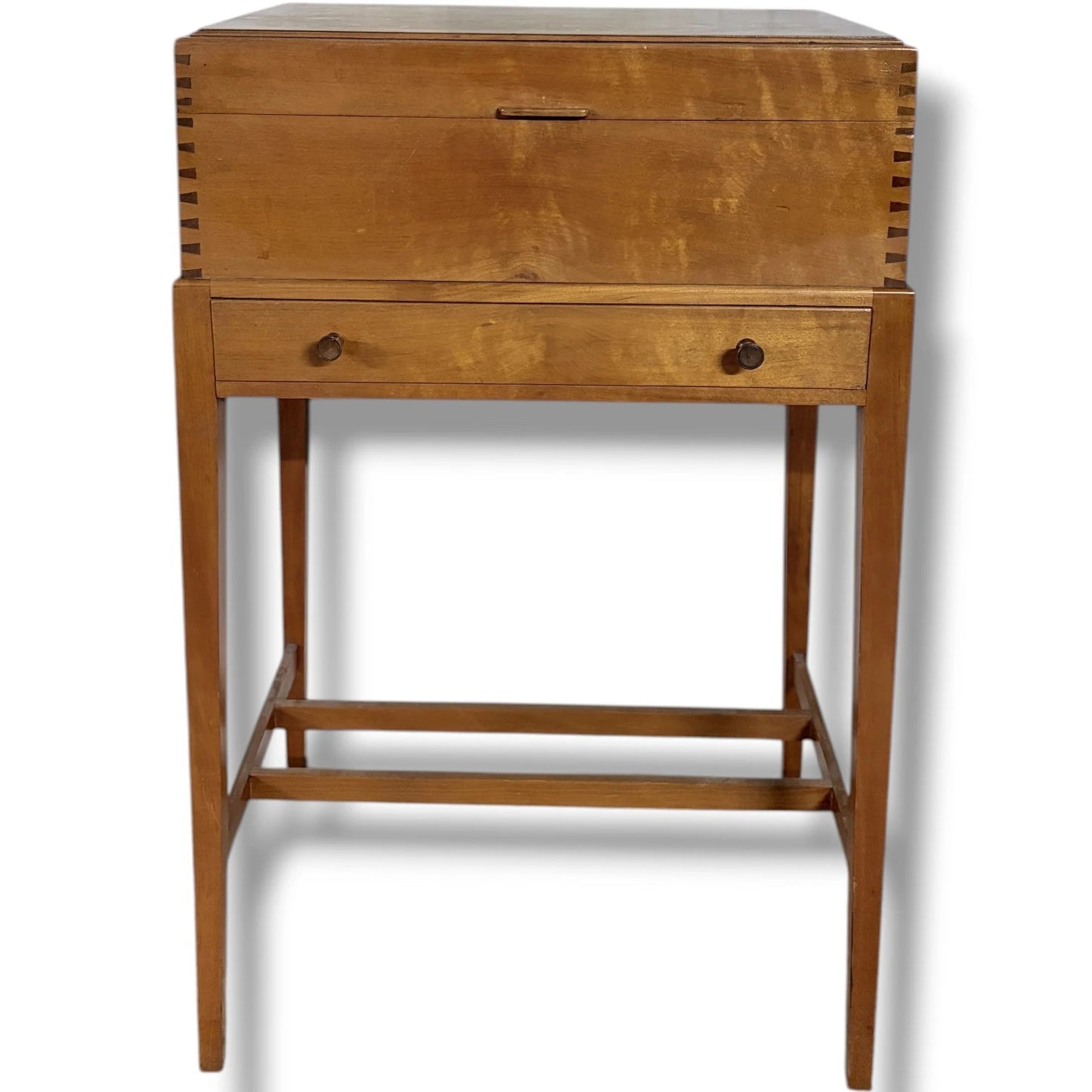 Mid Century Storage Table - Lift Top Utility Side Table with Drawer