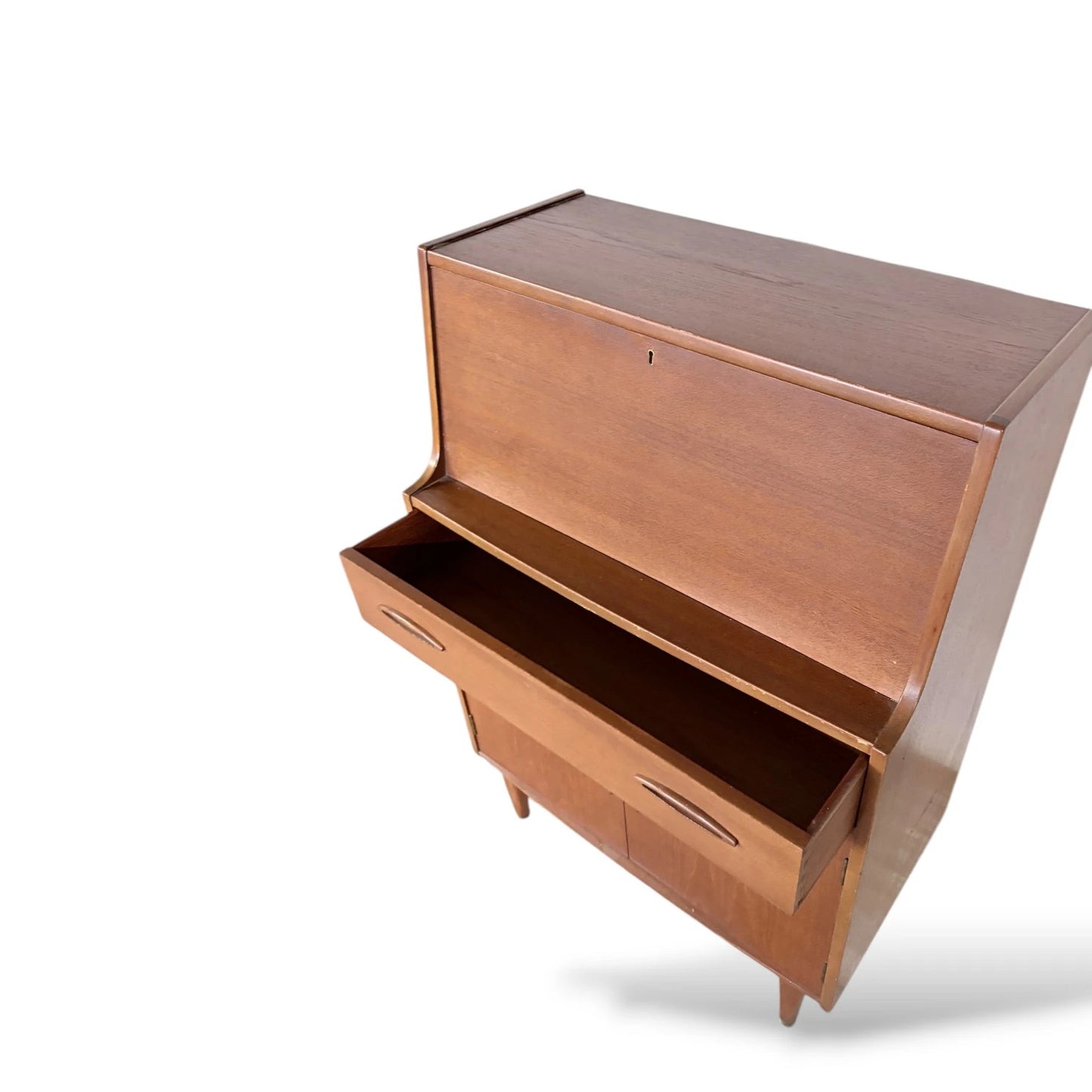 Mid Century Modern Vintage Jentique Teak Writing Desk Bureau Cabinet