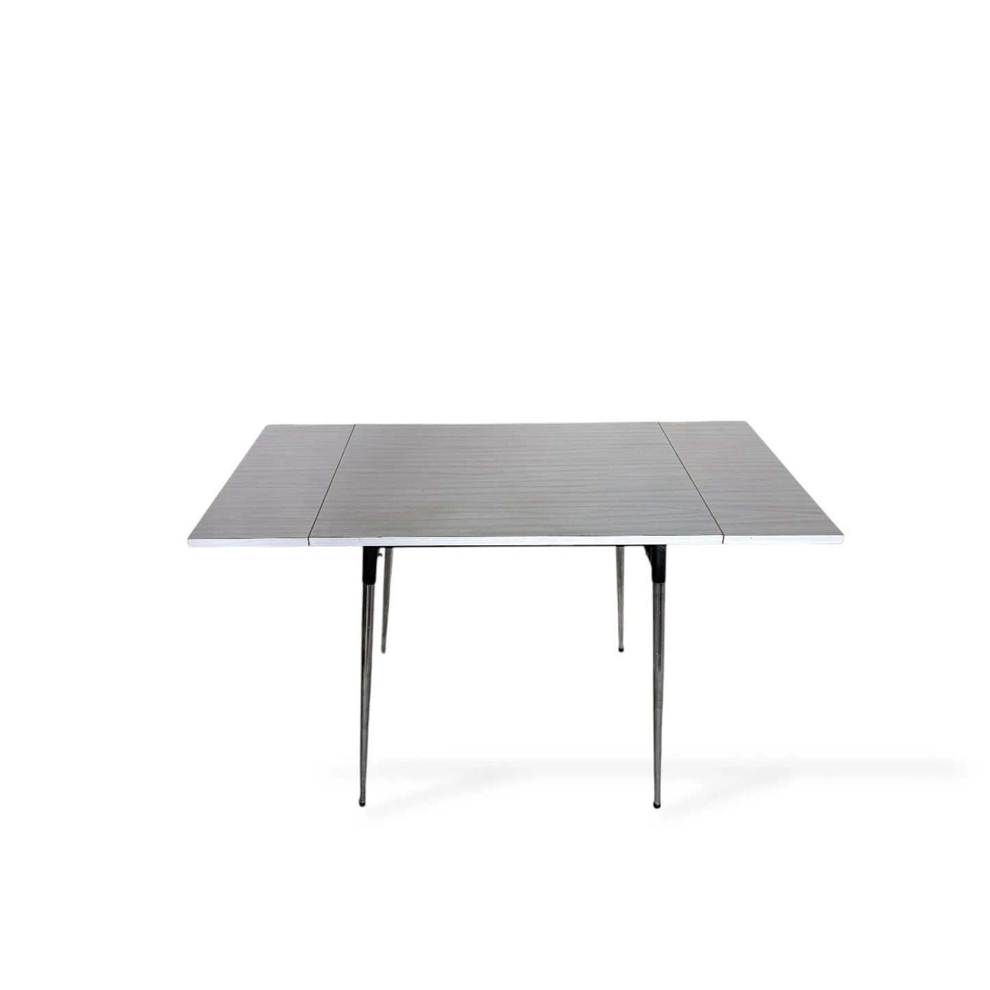 Mid-Century Formica Draw-Leaf Dining Table | Retro Kitchen Table with Chrome Legs