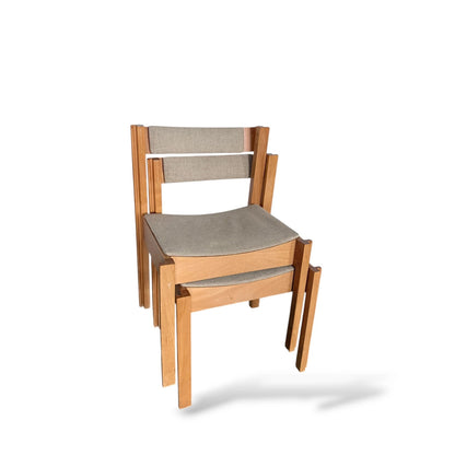 Set of Clive Bacon Beech Stacking Chairs | Mid-Century Modern Design