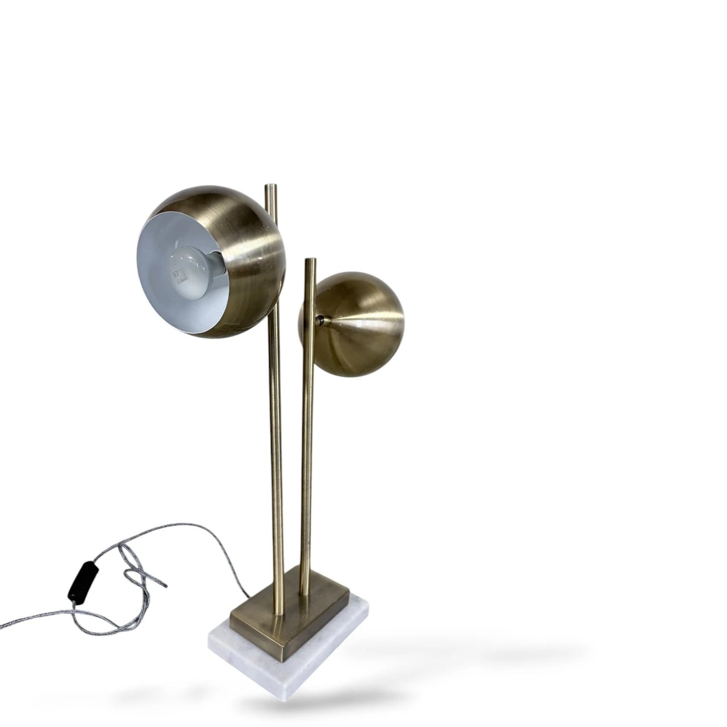 Vintage Brass Eyeball Lamp – Mid-Century Modern Dual Orb Table Lamp on Marble Base