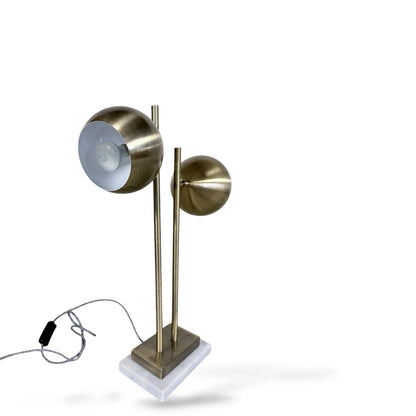 Vintage Brass Eyeball Lamp – Mid-Century Modern Dual Orb Table Lamp on Marble Base