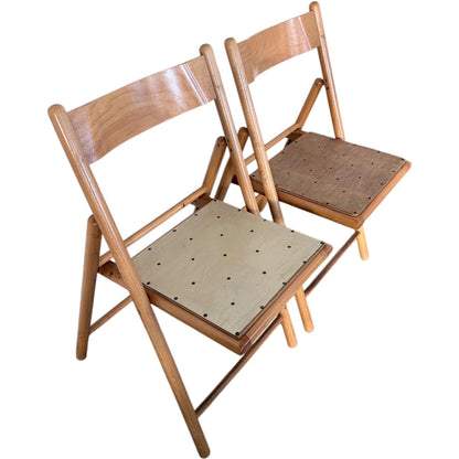 Habitat Folding Chairs - Vintage Beech Wood Mid Century Compact Seating — view 7