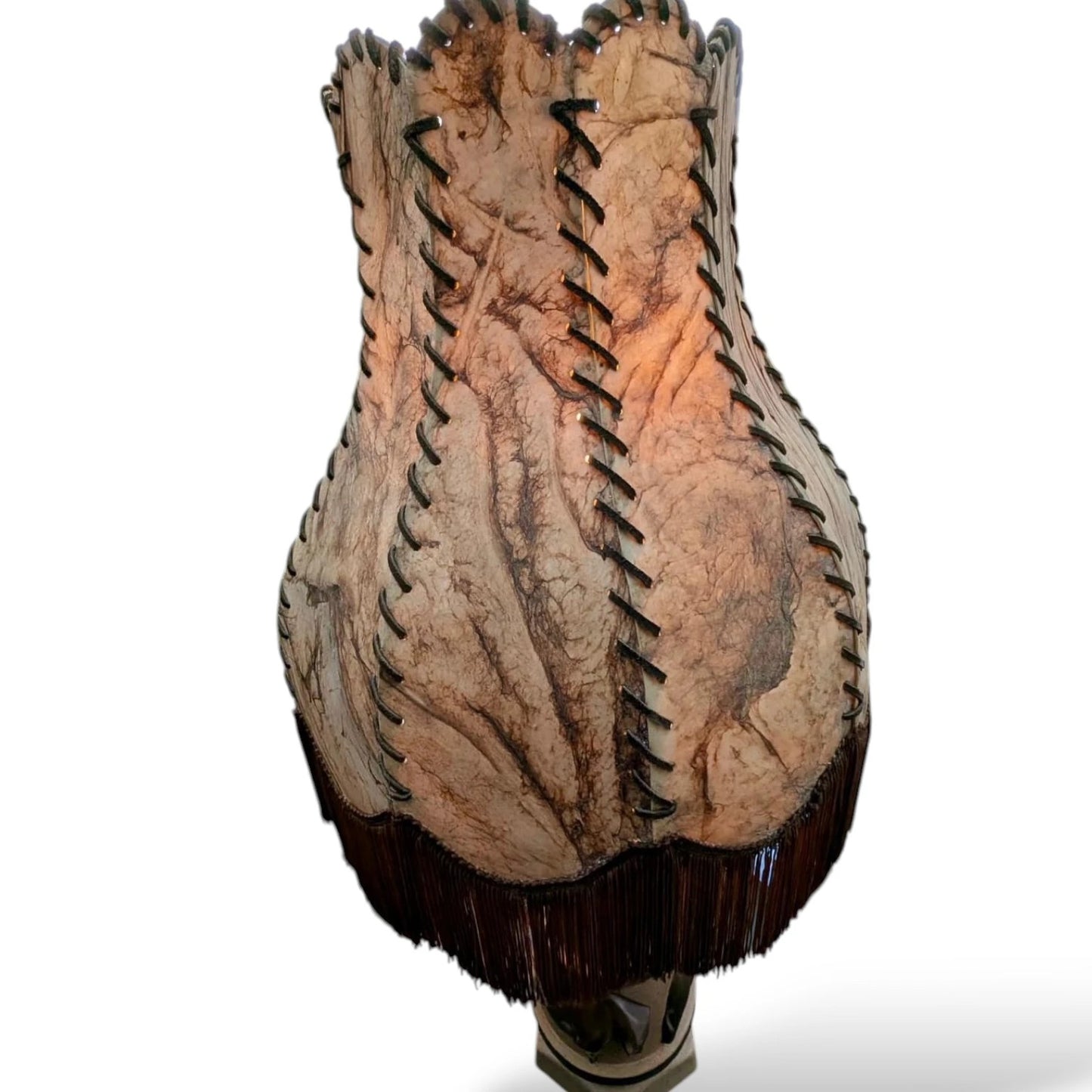 Mid-Century Ceramic Bull Lamp with Hide Shade – 1950s / 60s Western Modernist Design