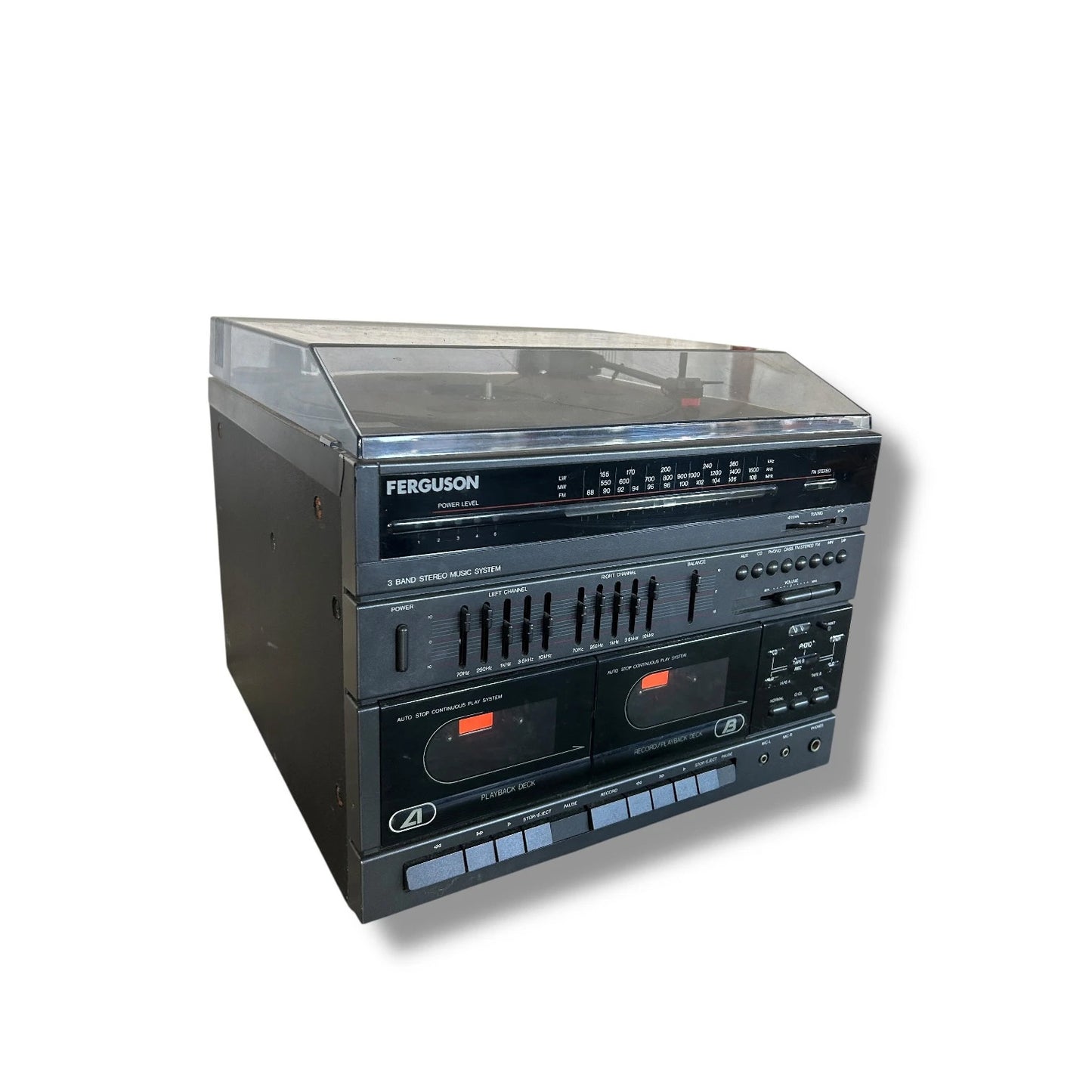 Vintage Record Player – 1980s Retro Hi-Fi System with Cassette Tape Deck & AM FM Radio
