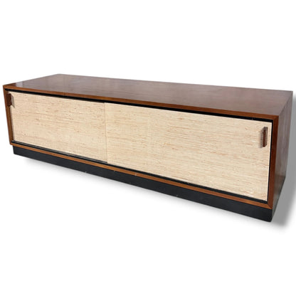 Florence Knoll Sideboard | Mid Century Teak Wood Cabinet With Seagrass Doors