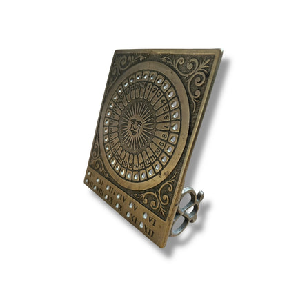 Vintage 1950s Brass Sun Dial Perpetual Desk Calendar
