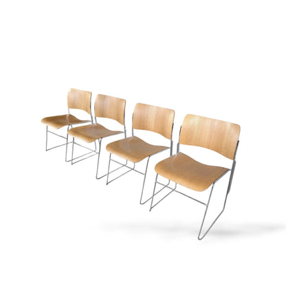 Set of Four Howe Stamped David Rowland 40/4 Chairs – Plywood & Chrome