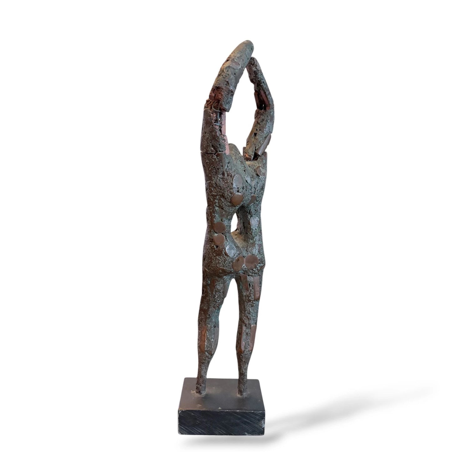 Abstract Oxidised Copper Sculpture – Mid-Century Modern Brutalist Figure