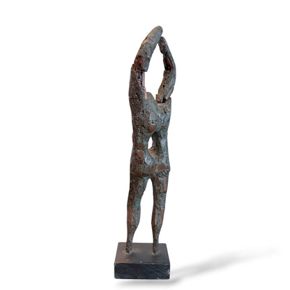 Abstract Oxidised Copper Sculpture – Mid-Century Modern Brutalist Figure