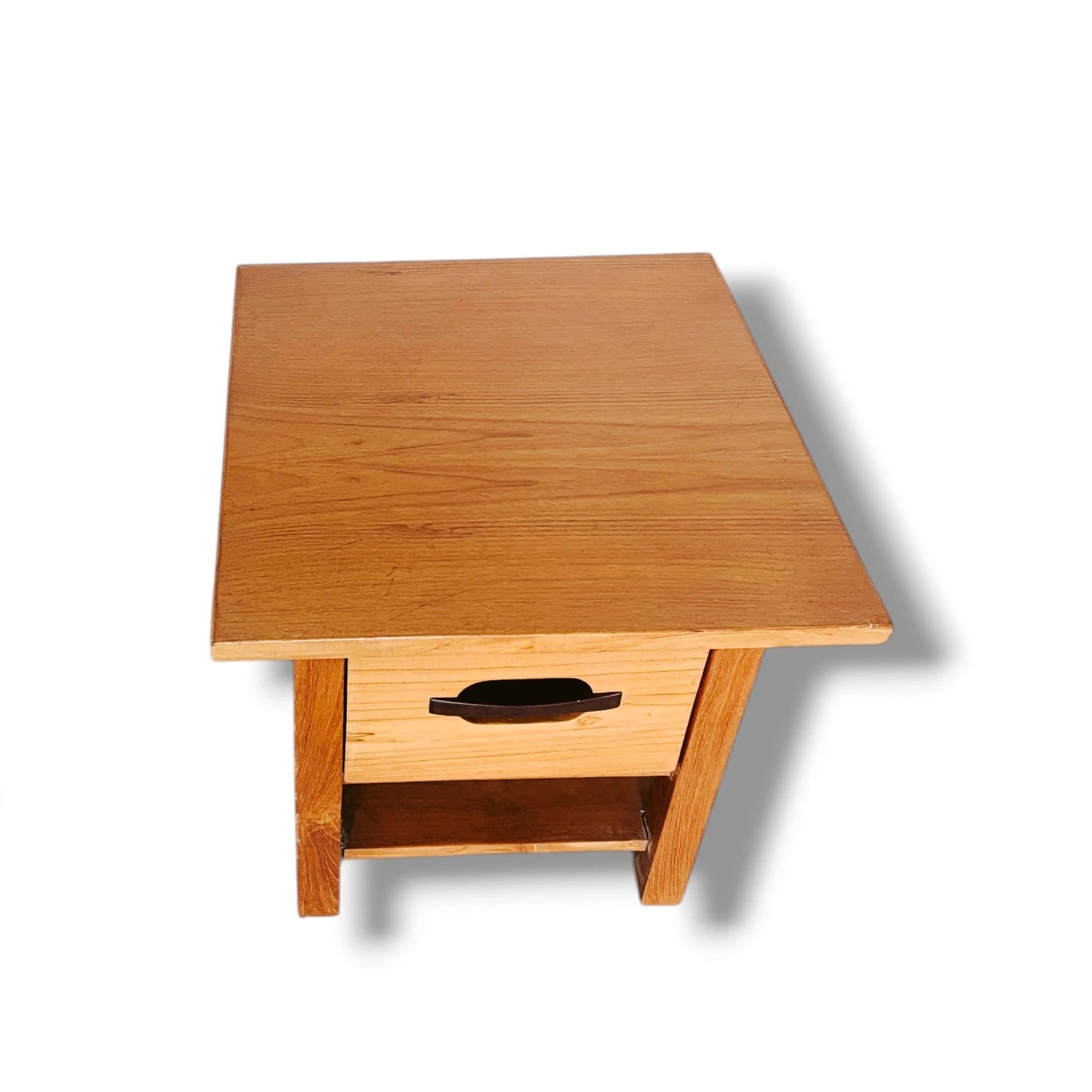 Pair of Mid-Century Teak Bedside Cabinets – Compact Nightstands with Drawer & Shelf