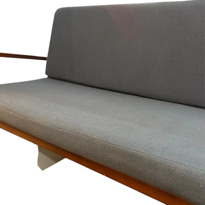Ole Wanscher Three-Seat Sofa – Mid-Century Danish Modern Teak Frame & Blue Upholstery