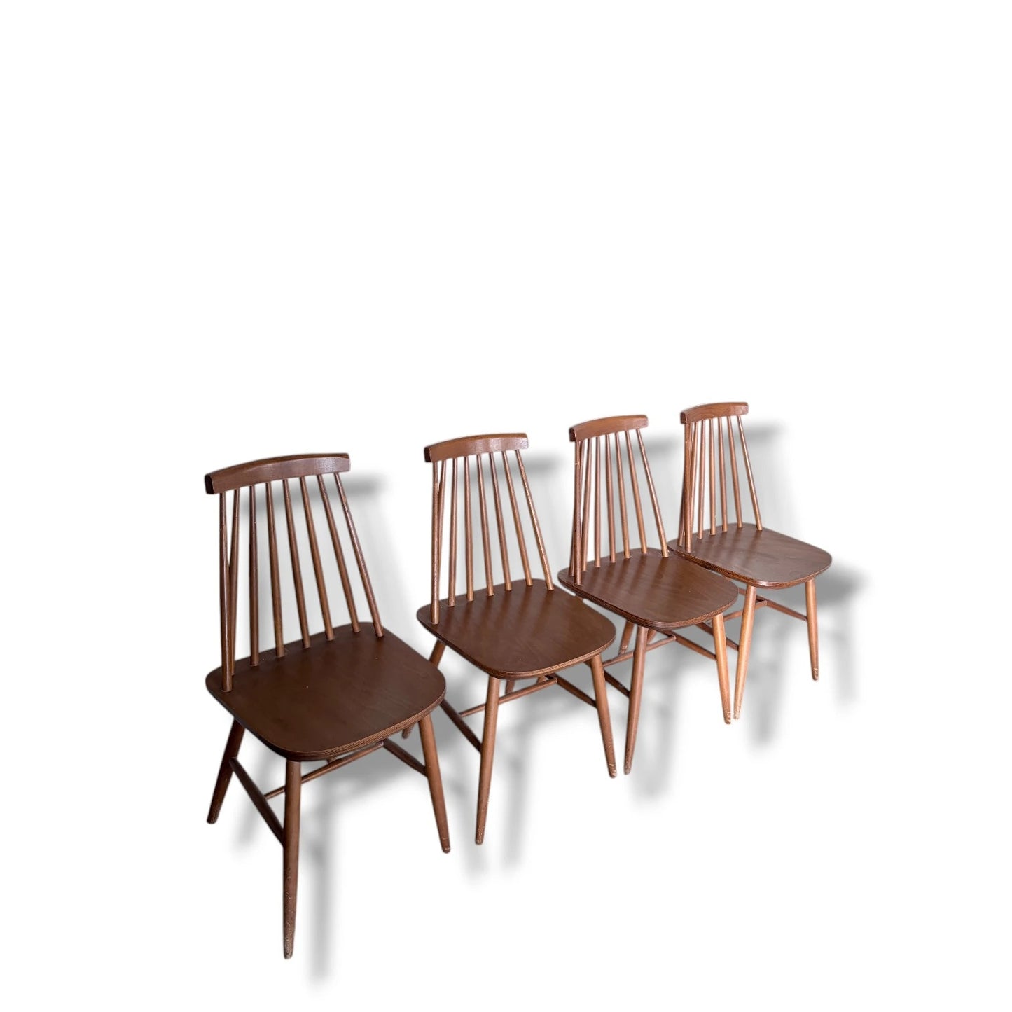 Set of 4 Danish Stickback Dining Chairs – Mid-Century