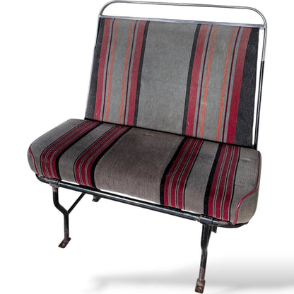 Vintage Bus Seat – Industrial Retro Bench With Racing Stripe Upholstery