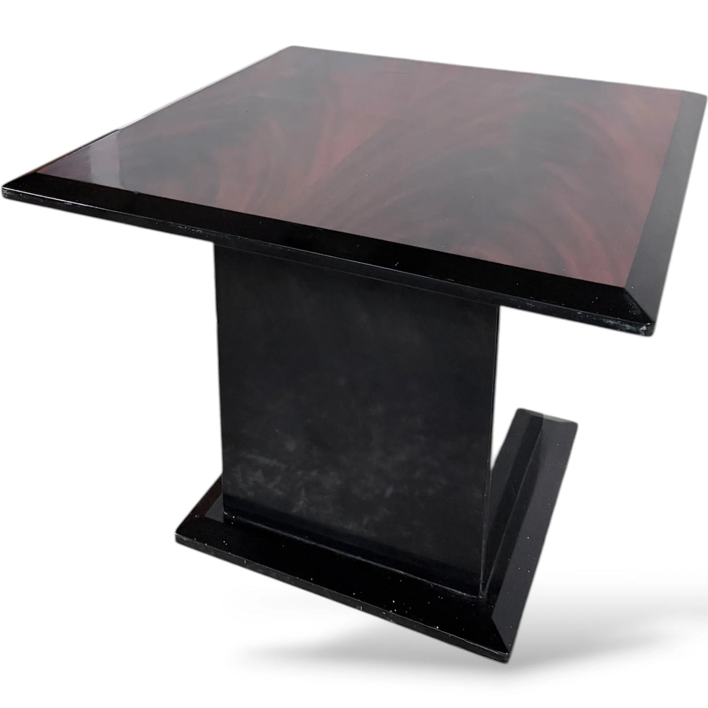 Art Deco Coffee Table – Square Rosewood Effect With Black Lacquer Base — view 7