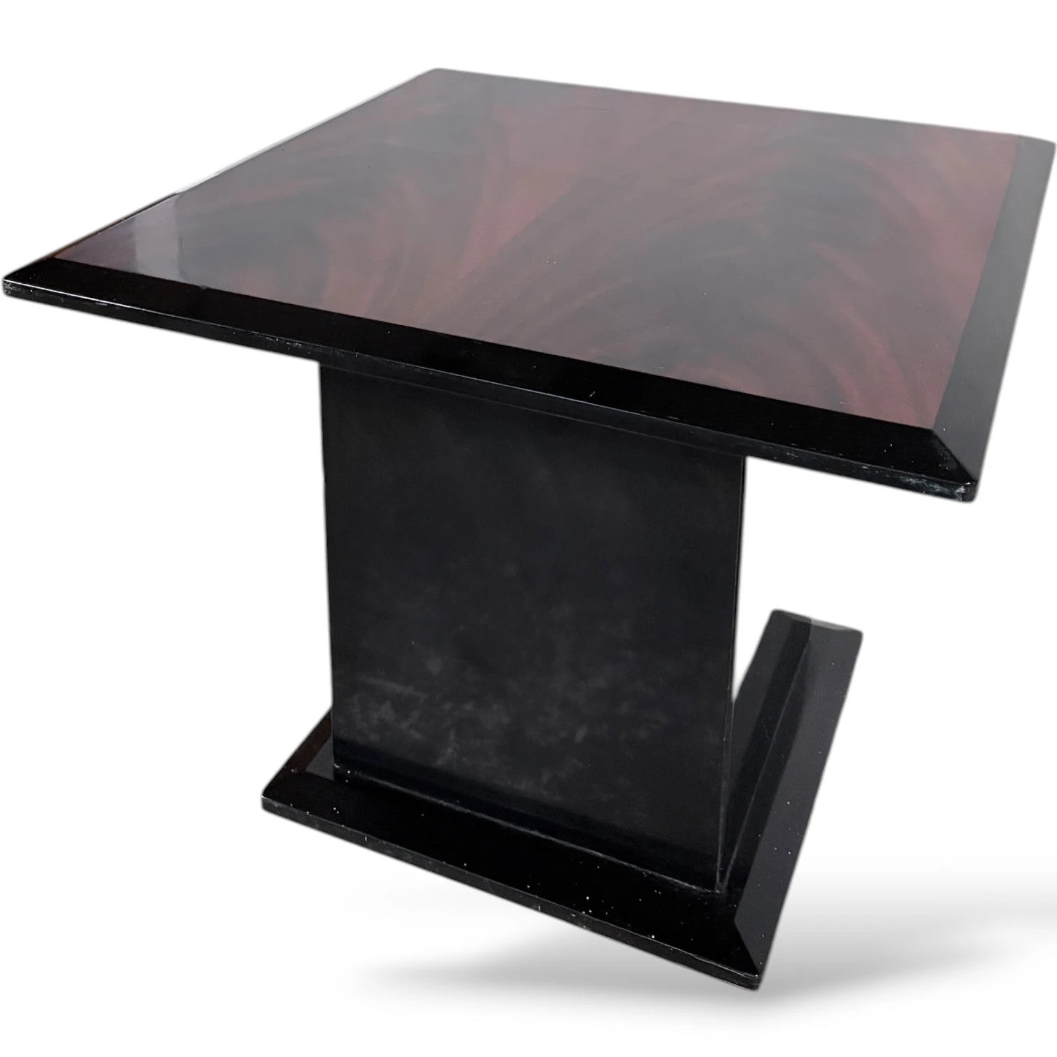 Art Deco Coffee Table – Square Rosewood Effect With Black Lacquer Base — view 7