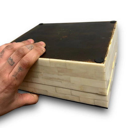 Mid-Century Bone & Ebony Inlay Decorative Box, 1960s