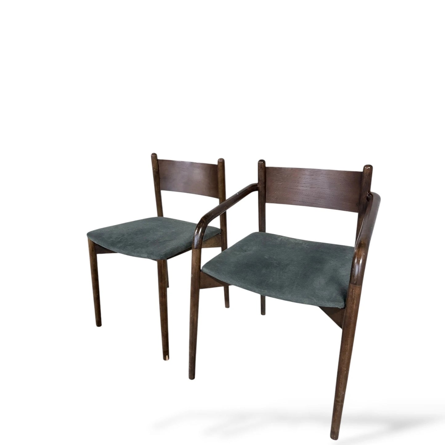 Pair of Mid-Century Modern Dark Wood Dining Chairs – Danish Style