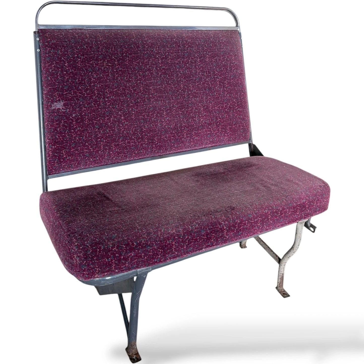 Vintage Purple Bus Seat – Industrial Mid-Century Bench
