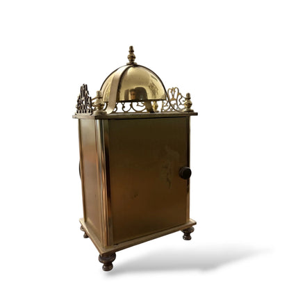Vintage Brass Lantern Clock by Greenhall | Ornate Wind-Up Mantel Clock with Roman Numerals