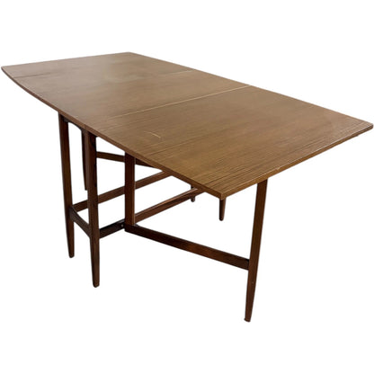 Drop Leaf Dining Table | Mid Century Compact Teak Furniture Piece with Formica Top
