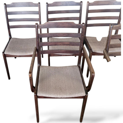 Rosewood Dining Chairs - Set of Six Mid Century Scandinavian Upholstered Seats