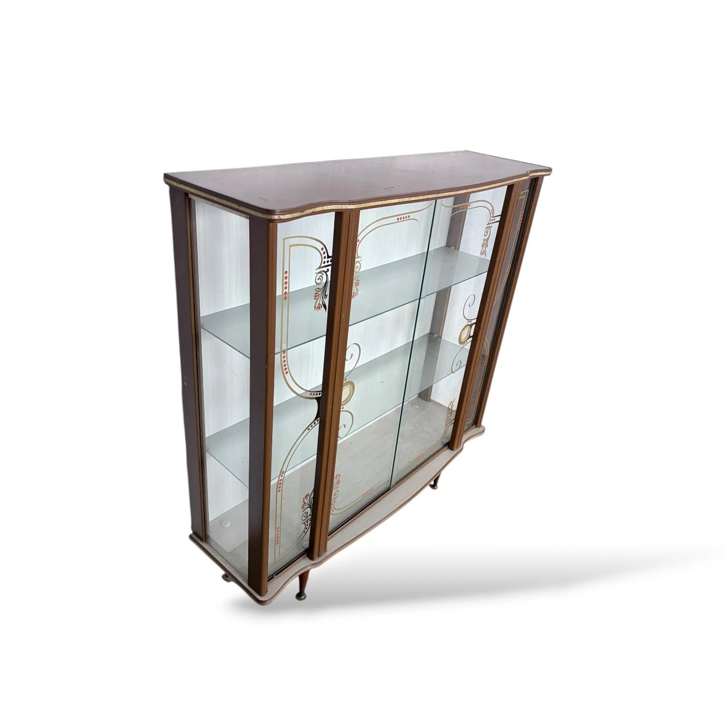 Formica Drinks Display Cabinet | Mid-Century Curved Glass Cocktail Bar