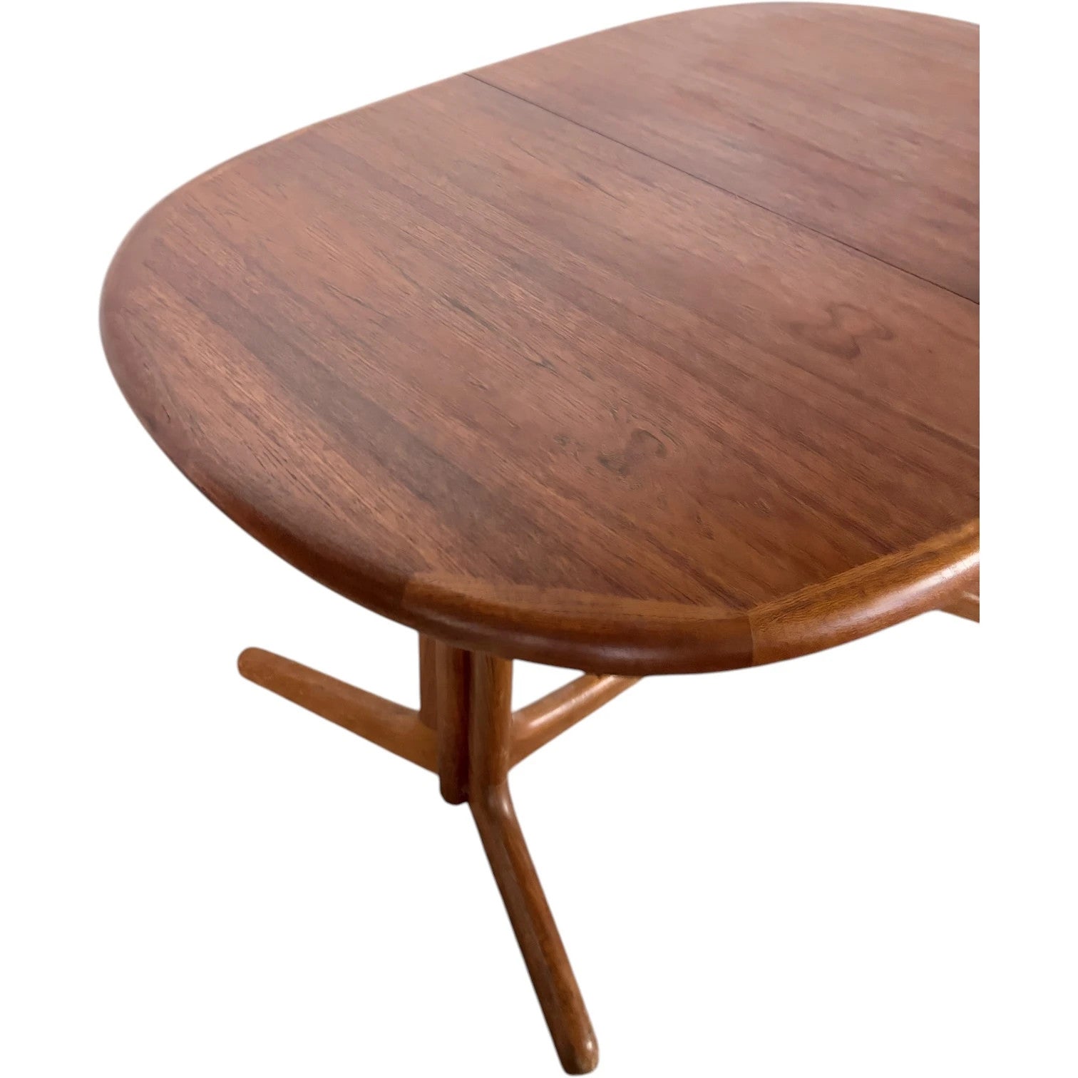 Mid Century Dining Table – Danish Teak Oval Extending Table with Double Leaves — view 7