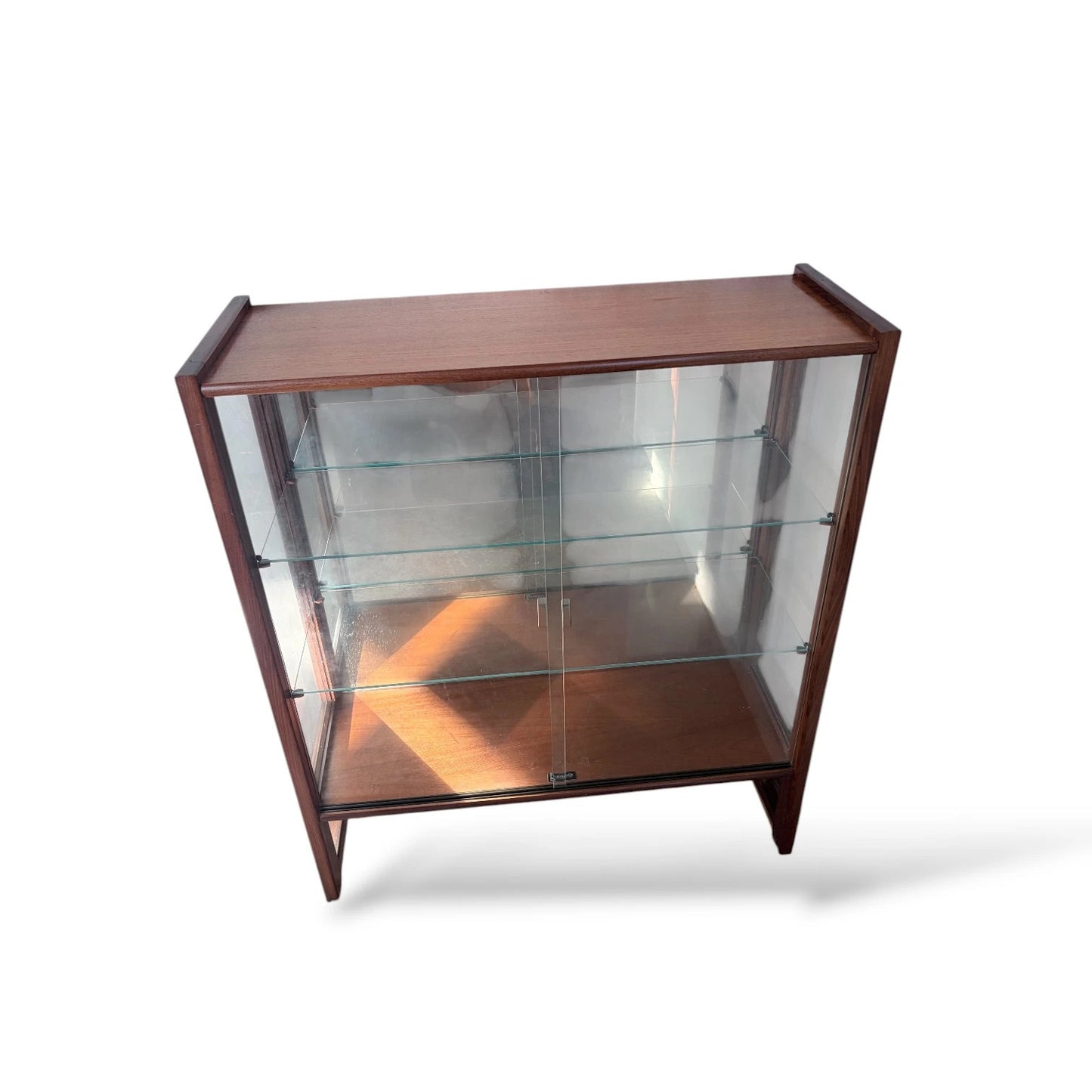 Mid Century Display Cabinet | Teak & Glass Sliding Doors | Vintage Hutch — view 7