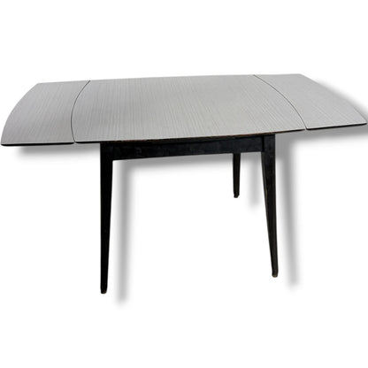 Extendable Dining Table – White Formica Top with Black Legs | Mid-Century Vintage Design