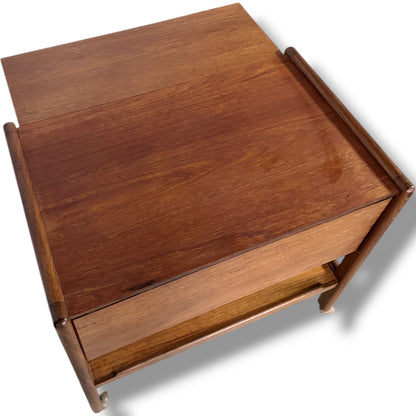 Danish Teak Trolley - Mid Century Extending Cart With Smooth Rolling Castors