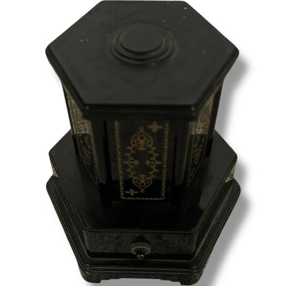 Art Deco Black Carousel Music Box – Ballerina Figurine – Collectible Home Decor