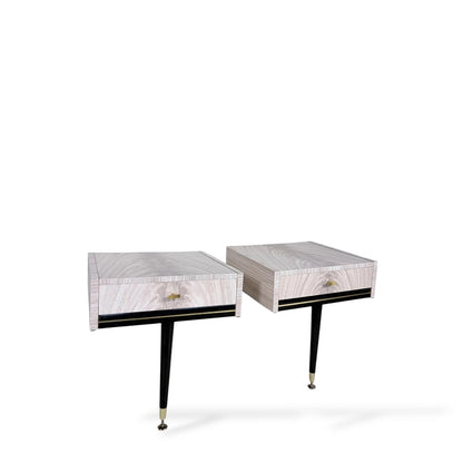 Mid-Century Floating Bedside Cabinets – Pair of Formica Nightstands