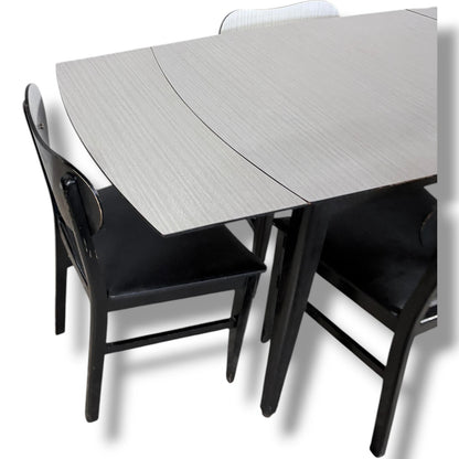 Vintage Drop-Leaf Dining Table – Mid-Century White Formica Extendable Set