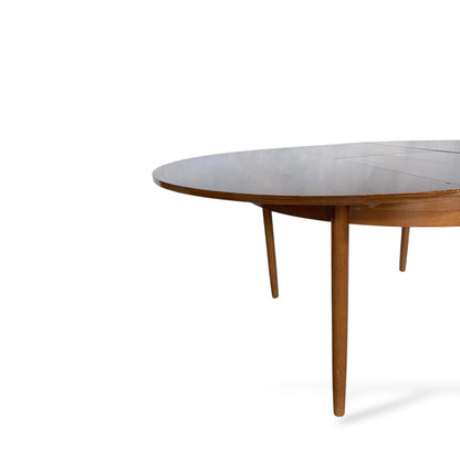 Mid-Century Teak Formica Extending Dining Table – Round to Oval