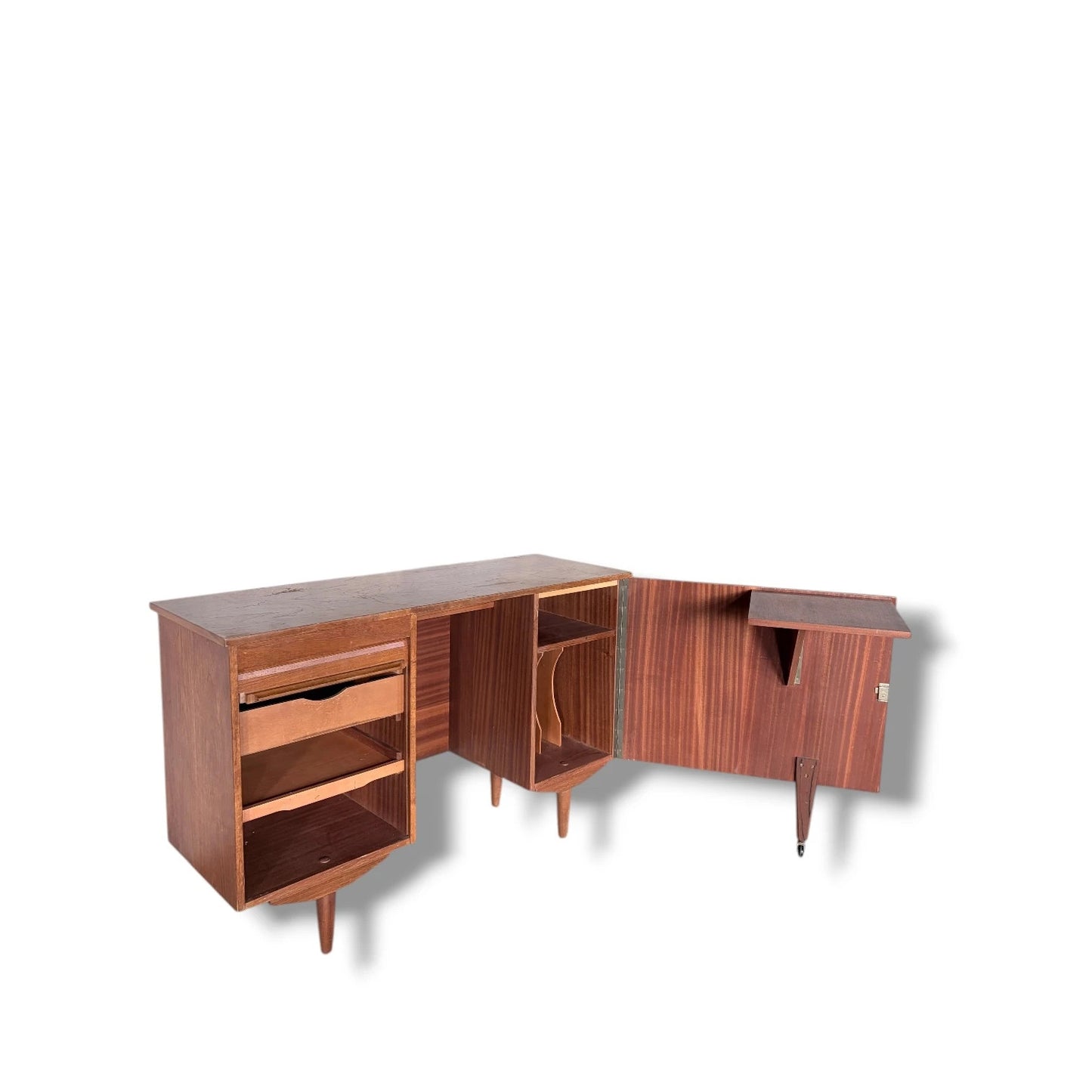 Metamorphic Danish Desk – Mid-Century Teak Convertible Cabinet